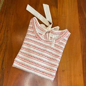 Anthropologie Cantare Textured Knit Tee Classic Red Striped Women’s Size XS